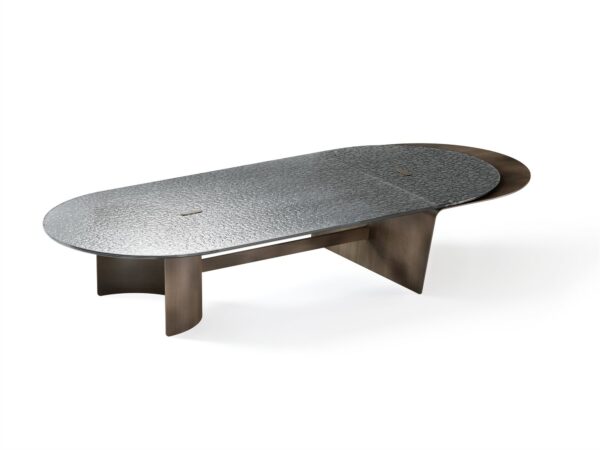 Table basse PREMIERE - Verre et structure bronze – Image 2