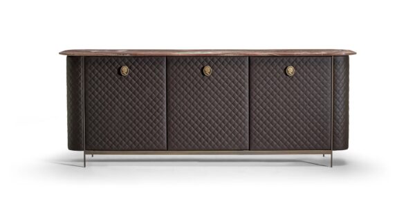 Buffet PENELOPE - Cuir matelassé et métal brillant – Image 2