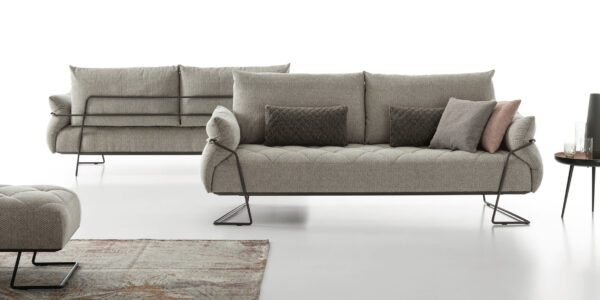 Canapé 2 places design YELLOW - Structure métal & assise capitonnée – Image 2