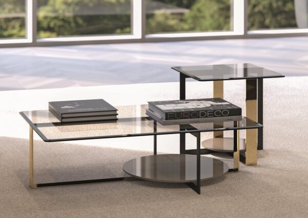 Table basse CLINT 1/5 – Métal noir et laque brillante – Image 2
