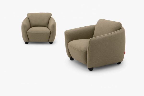 Fauteuil design arrondi RONDO - Tissu doux et assise enveloppante