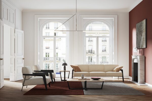 Fauteuil CECILE - Tissu ou cuir avec accoudoirs bois – Image 3