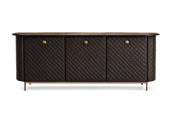 Buffet PENELOPE - Cuir matelassé et métal brillant