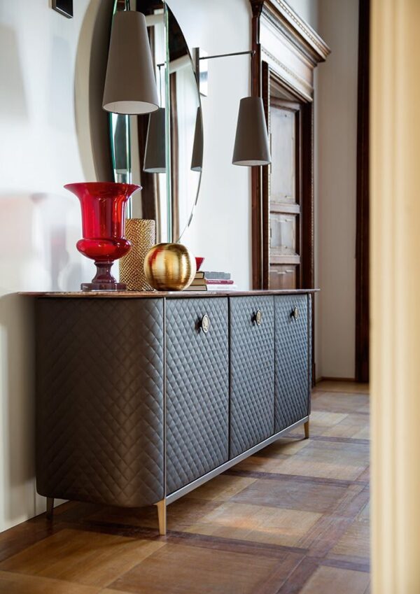 Buffet PENELOPE - Cuir matelassé et métal brillant – Image 3