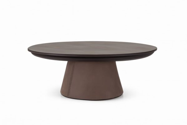 Table basse JUDY - Noyer et cuir chocolat
