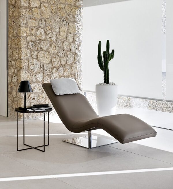 Chaise longue KALINDA - Tissu ou cuir, pivotante – Image 2
