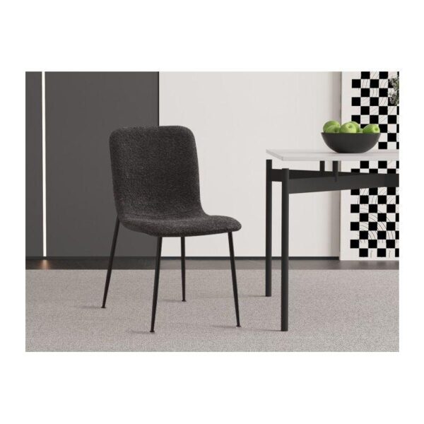 Rousseau - Chaise de salle à manger Alice - Tissu bouclé - Gris - 42x82x57cm