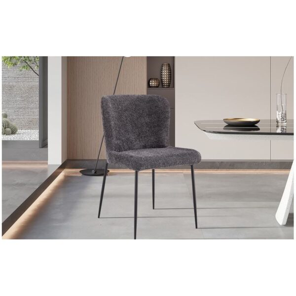 Rousseau - Chaise de salle à manger Lisa - Tissu bouclé - Anthracite - 50x85x62cm