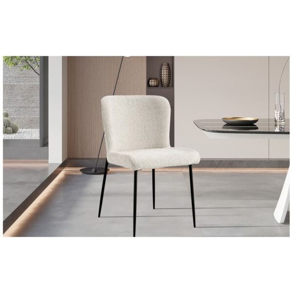 Rousseau - Chaise de salle à manger Lisa - Tissu bouclé - Ecru - 50x85x62cm