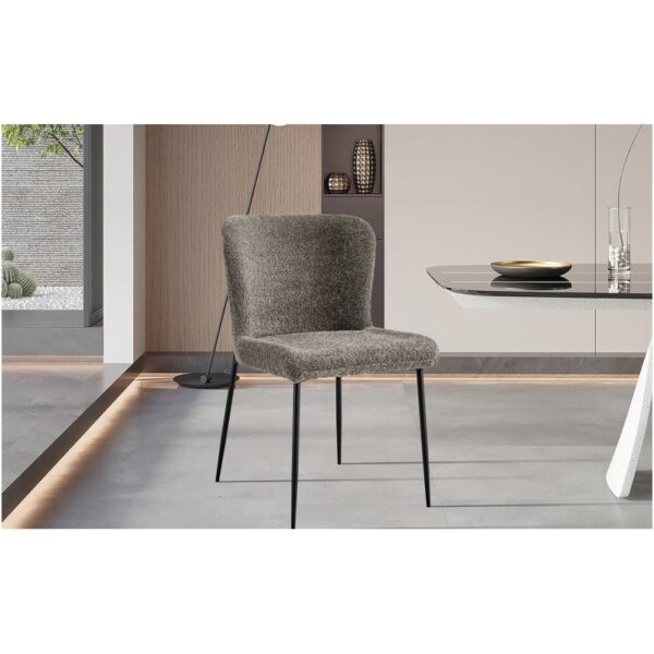 Rousseau - Chaise de salle à manger Lisa - Tissu bouclé - Sable - 50x85x62cm
