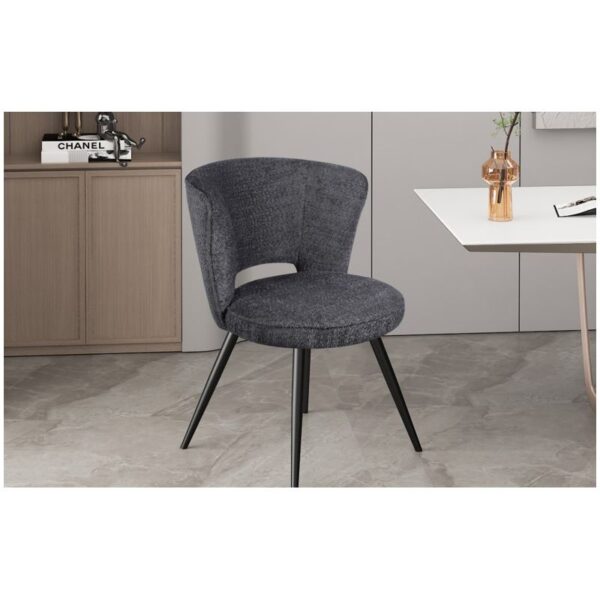 Rousseau - Chaise de salle à manger Lori - Tissu bouclé - Gris foncé - 58x80x61cm