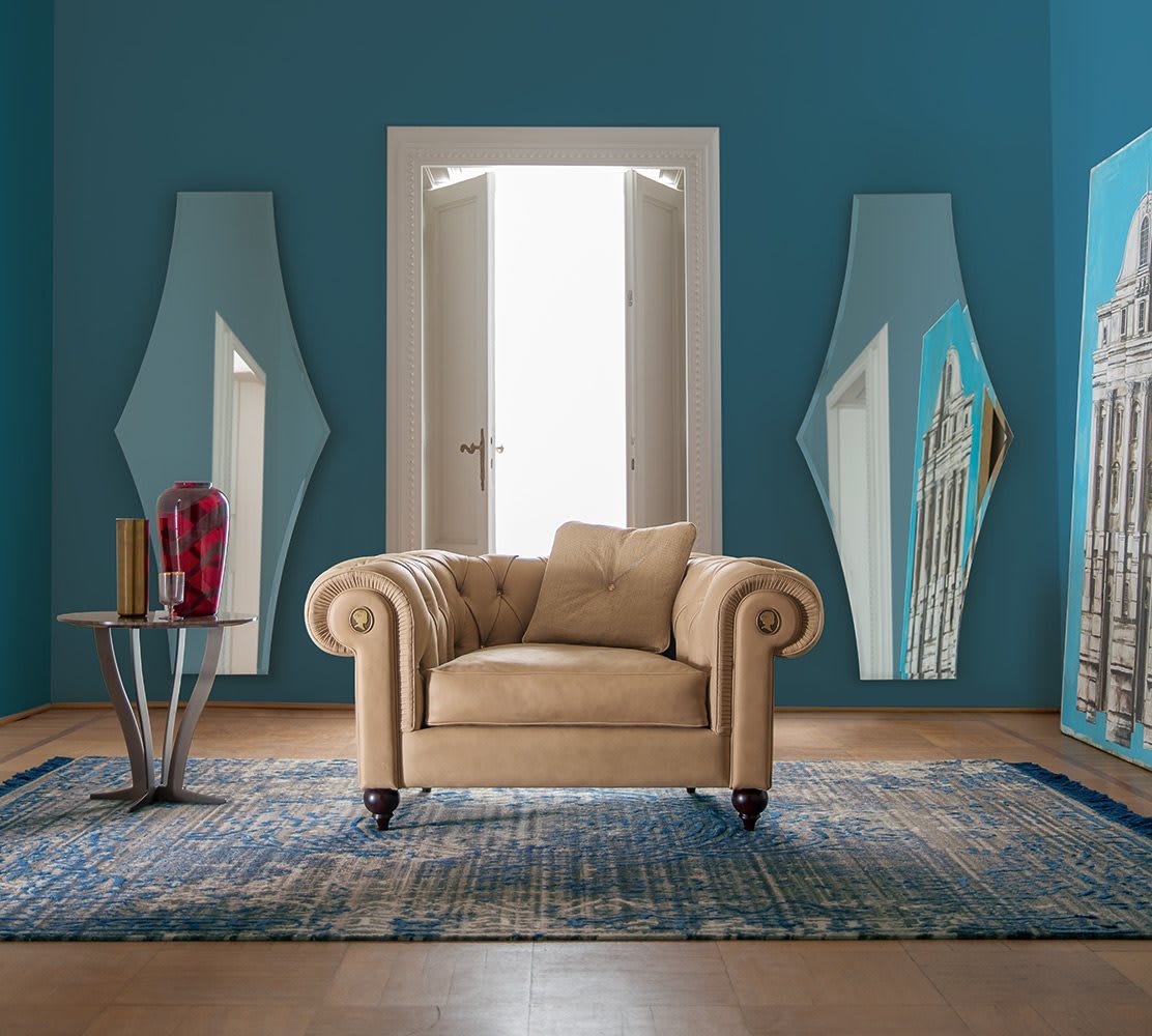 Fauteuil ALFRED - Tissu ou cuir capitonné – Image 2